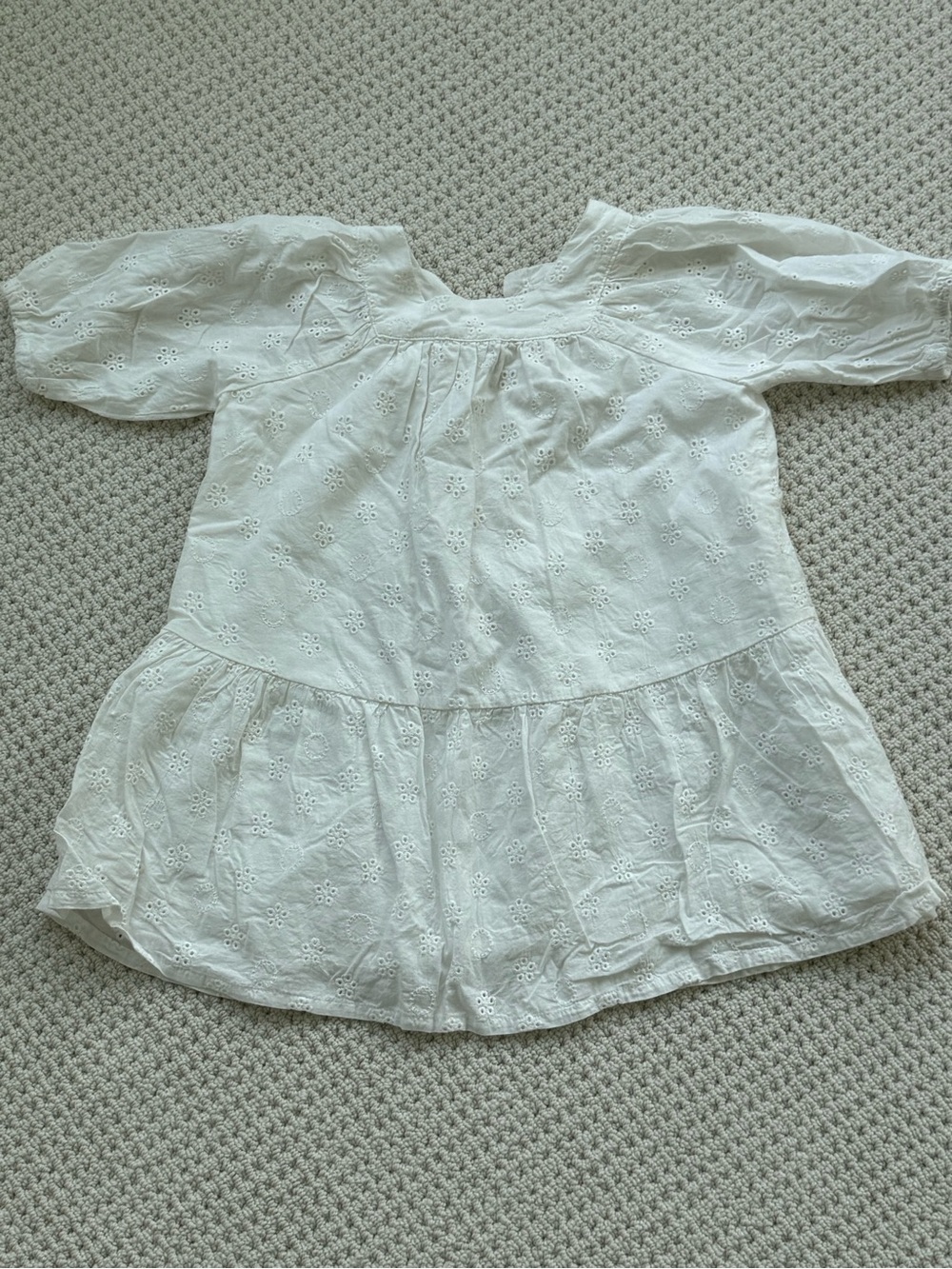 White Eyelet Tiered Girls' Dress